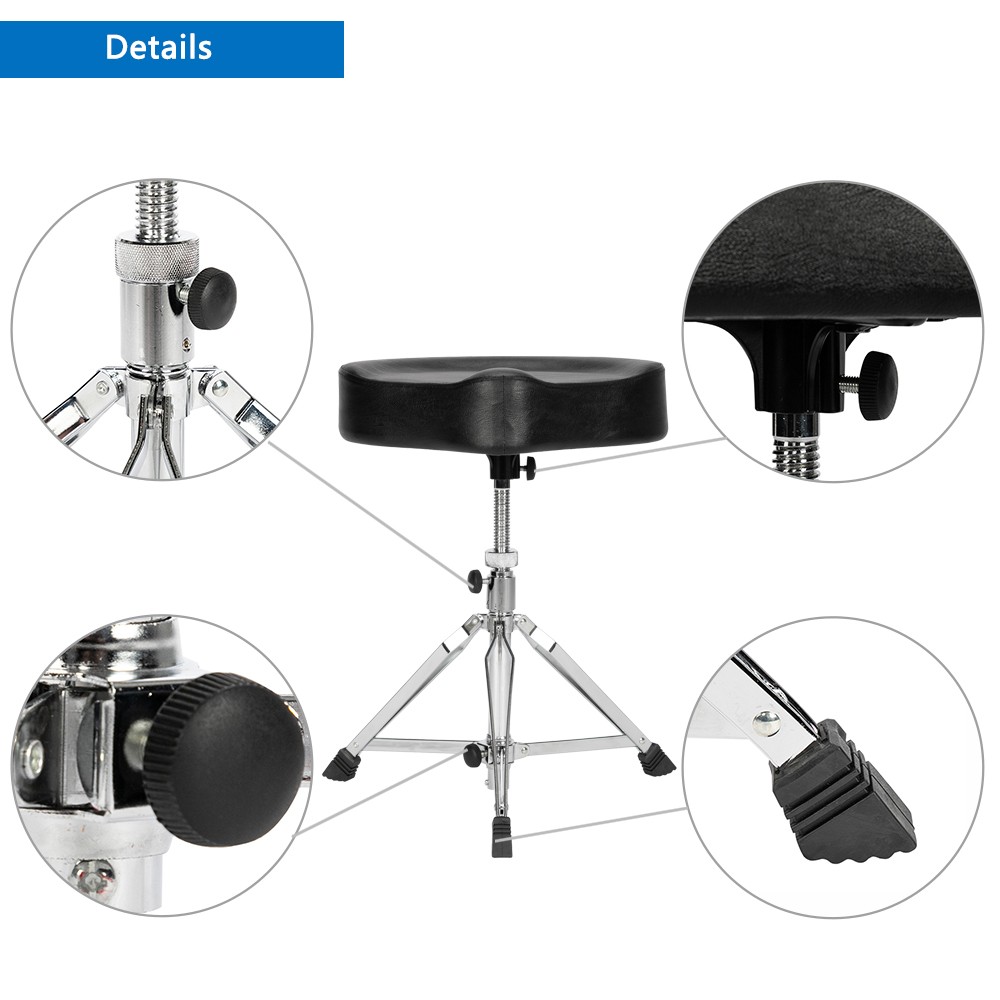 Glarry Drum Throne Stool Padded Rotatable Height Adjustable