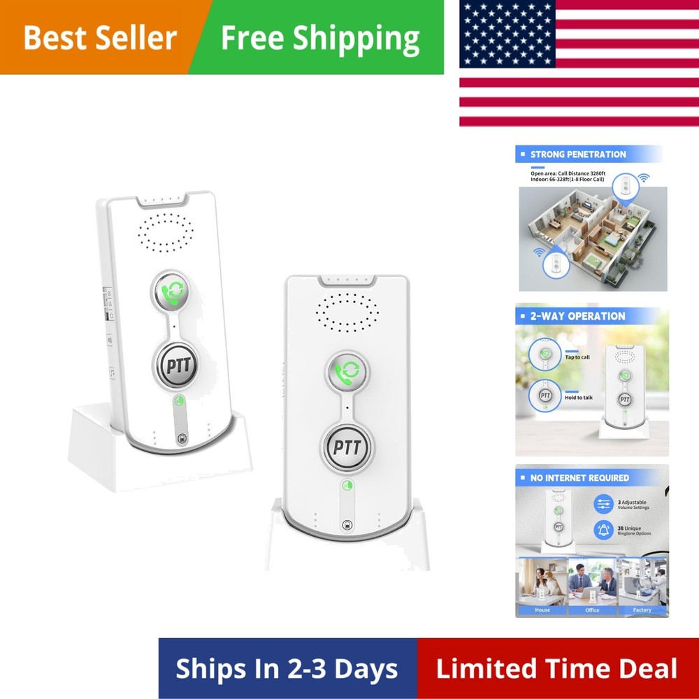 2 Way Intercom for Home,Wireless Intercom System Portable,Long Range,Push to ...
