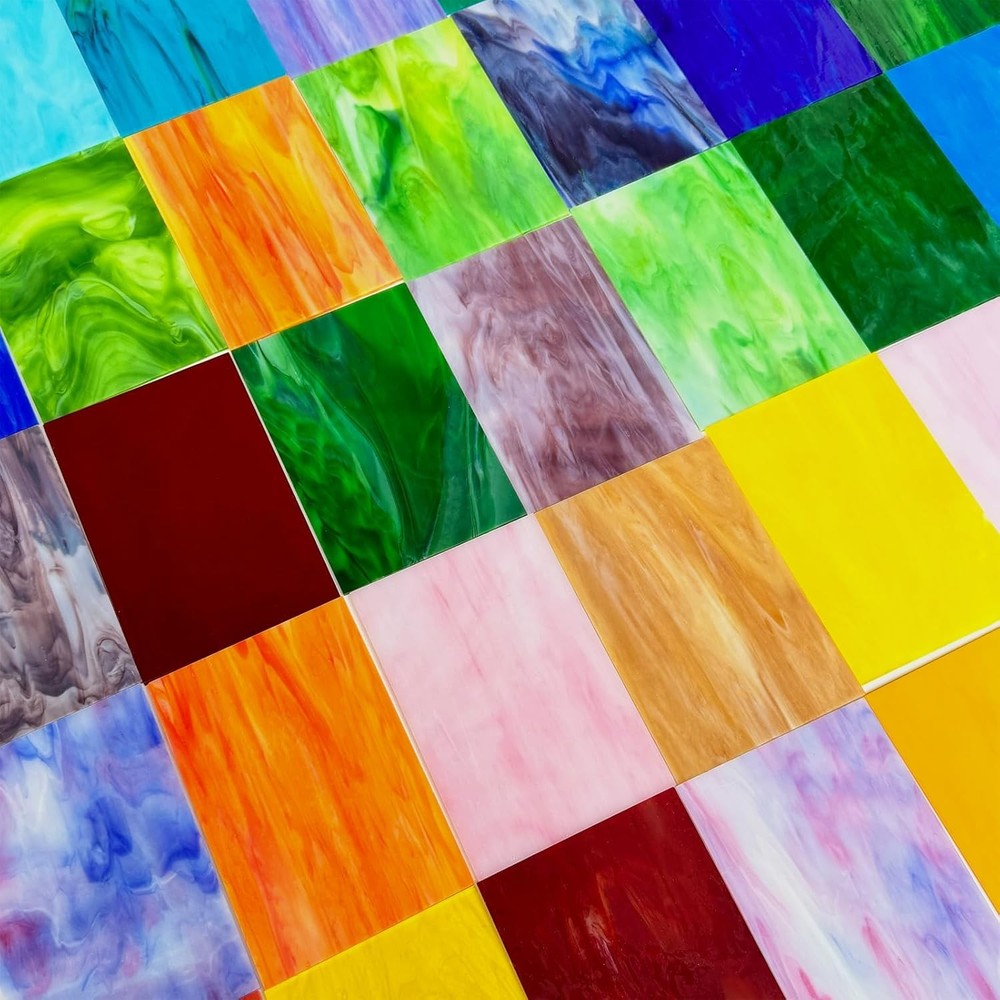 36pc Stained Glass Sheets 6x4in Assorted Colors