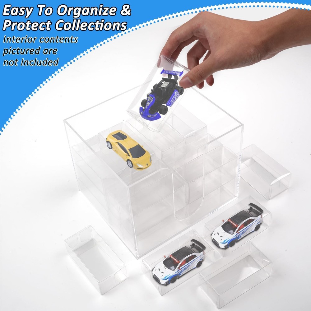 120 PCS 1/64 Display Case for Model Car,Clear Display Case,Storage Display Ca...
