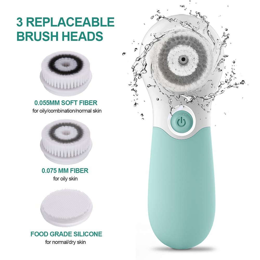 Facial Cleansing Brush Bundled Set with 3pcs Replacements