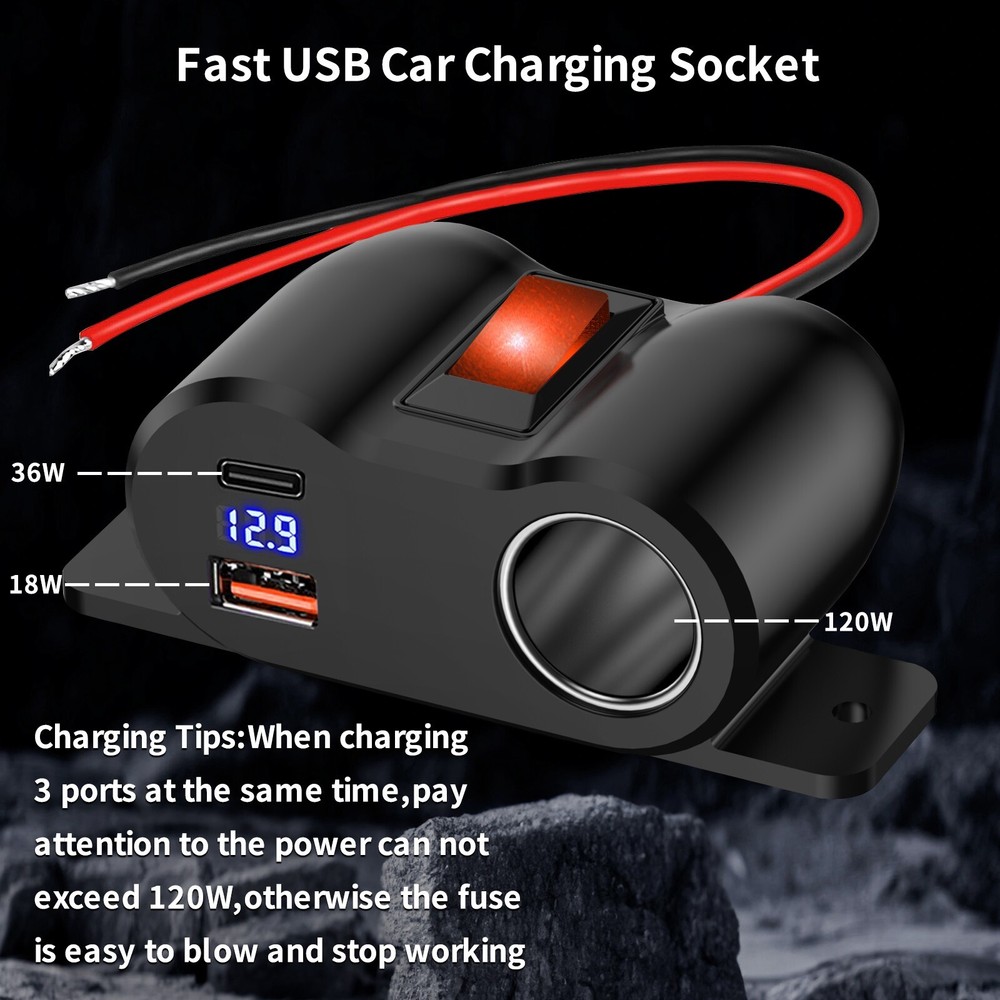 12V Dual USB Car Cigarette Lighter Socket Splitter Power Adapter Charger Outlet