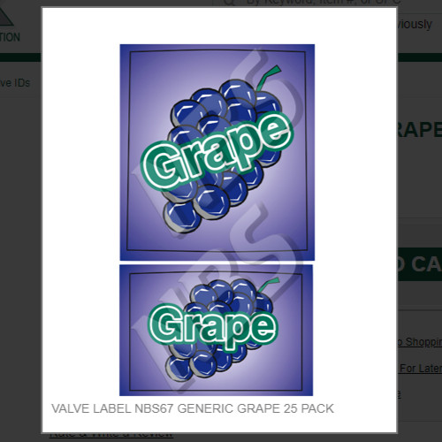 VALVE LABEL NBS67 GENERIC GRAPE 25 PACK # VI05673367