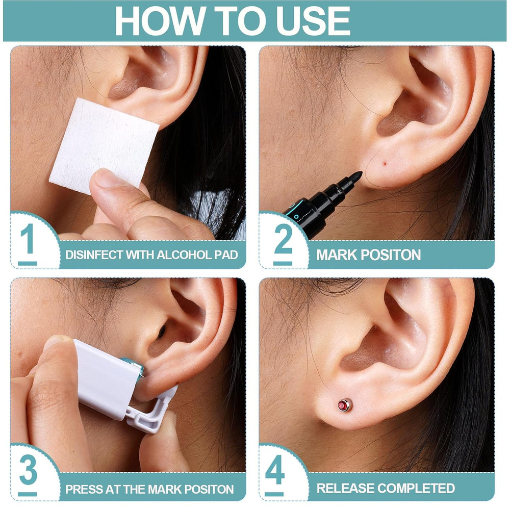 12PCS Ear Piercing Kit, Disposable Self Gun Kit with Studs...