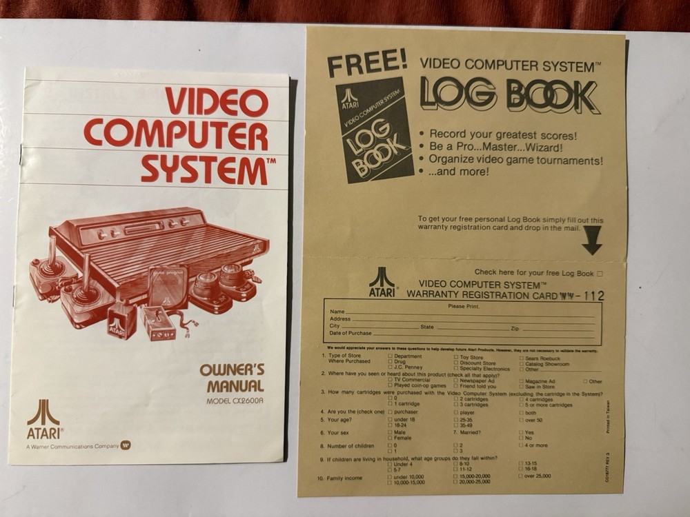 Atari Owner's Manual Model CX2600A Video Computer System Instruction Book