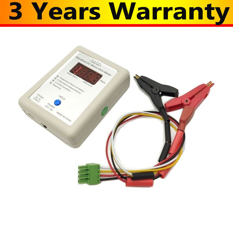 YMC01 DC Ohm Meter Low Resistance Tester + 4-Wire Testing Mini Clip (Range 2R)