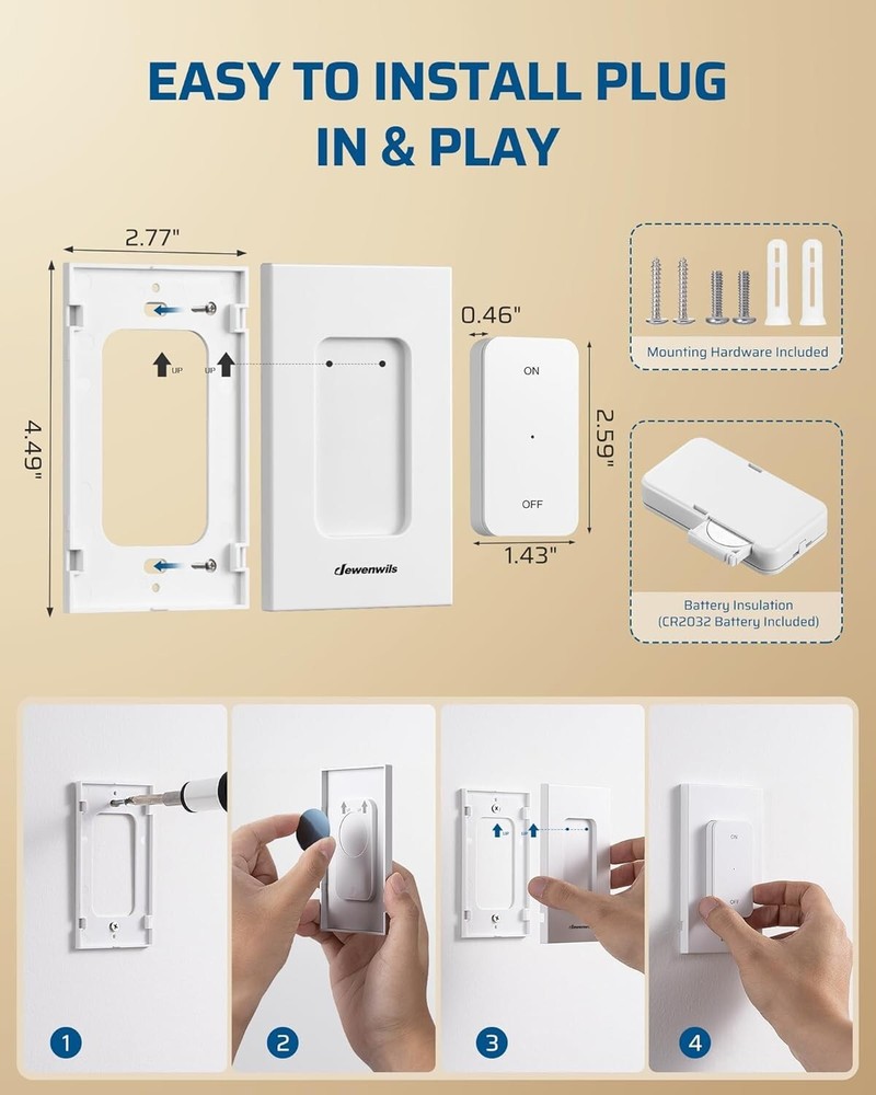 Convenient Wall-Mounted Light Socket with Wireless Remote - 100 Feet Control