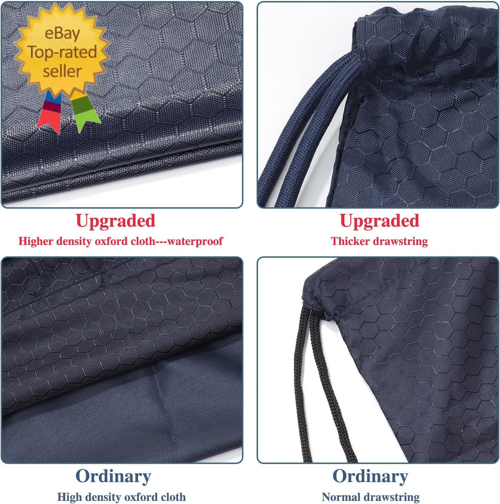 Drawstring Backpack Bag, Waterproof Draw String Back Sack with Zip Pocket