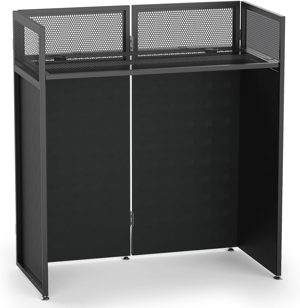 Foldable DJ Booth for Tool-Free Assembly, DJ Table with White & Black Scrims,...