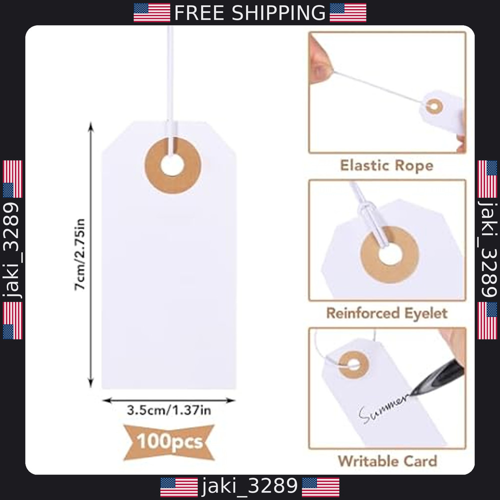100 Pack Writable Gift Tags with Elastic String - Perfect for Valentine's Day