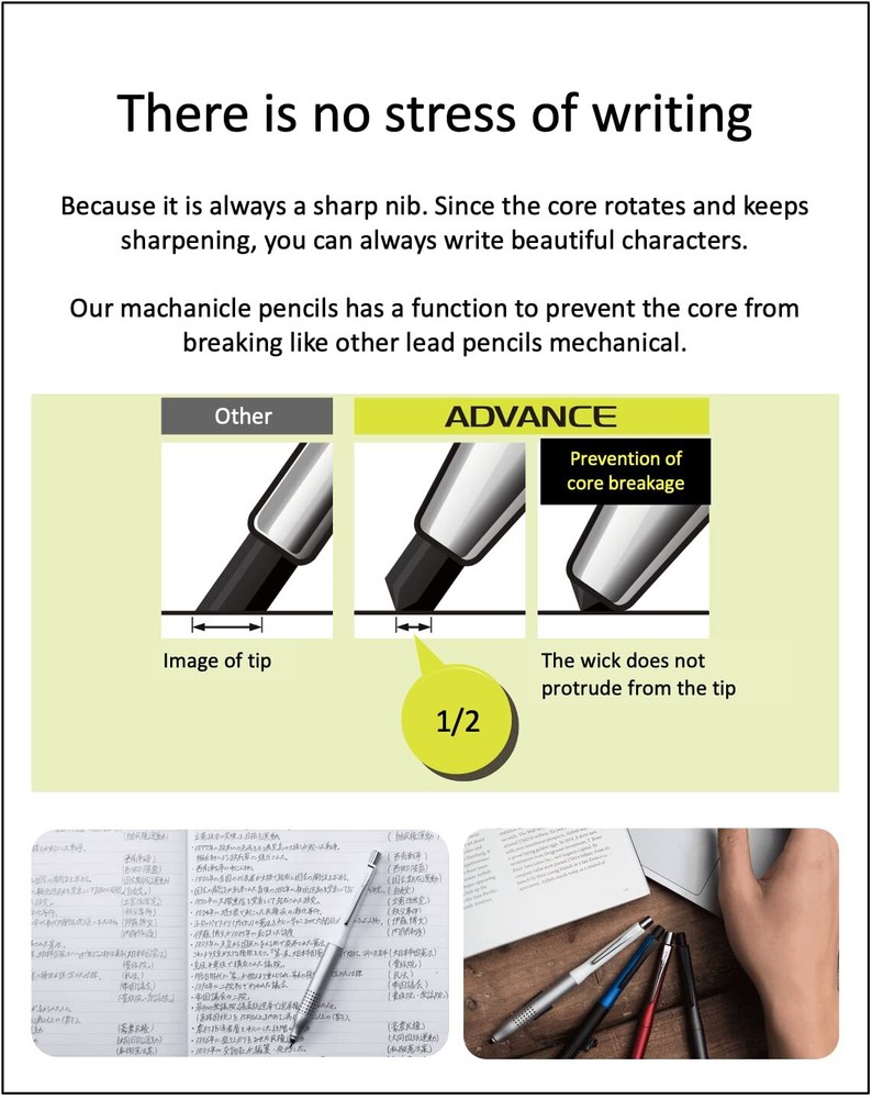 Advance Upgrade Model 0.3mm Black Body + Hb/b/2b Refills Sticky Notes Value Set