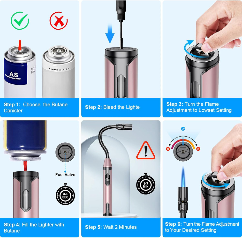 Torch Lighter Refillable Butane Lighter Long Flexible Neck Multipurpose Lighter