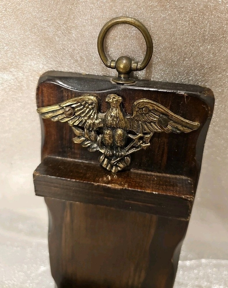Vintage Wall Hanging Small Note Pad Holder W/Eagle 9"x4"