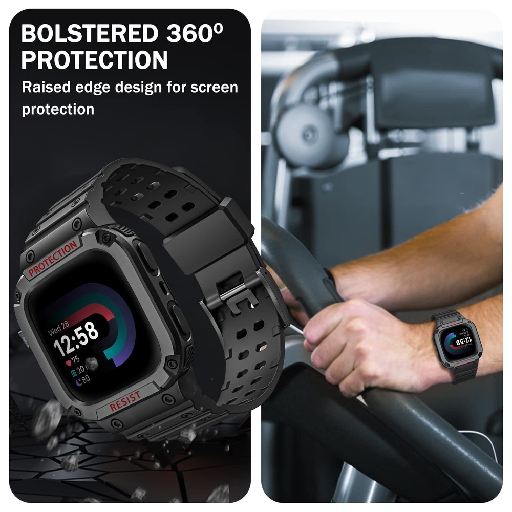 Bands with Case Compatible with Fitbit Versa 4/3/2/1/Versa Lite/Fitbit Sense ...