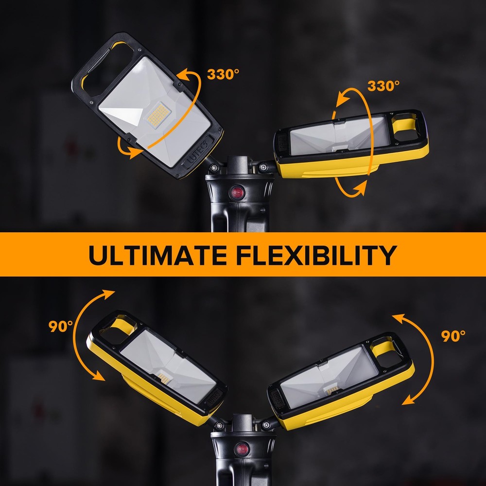 Work Light with Stand, 12000 Lumen Dual-Head LED Work Light with Telescoping ...