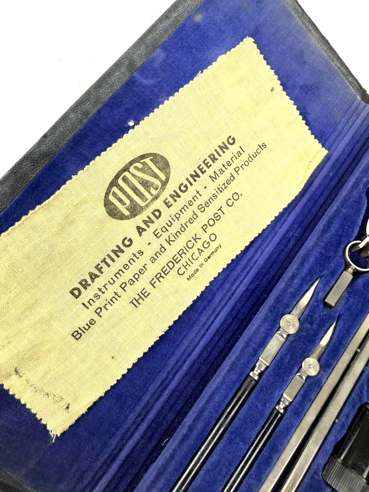 Fredrick Post Draftsmaster 1130C Drafting Compass Set W/Case Germany Complete