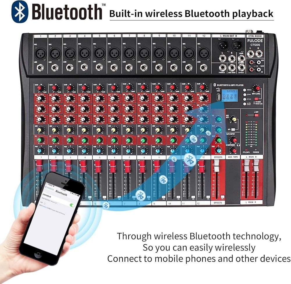 Ultra-Thin FULODE CT120S Mixer - 12 Channels with USB & 48V Phantom Power
