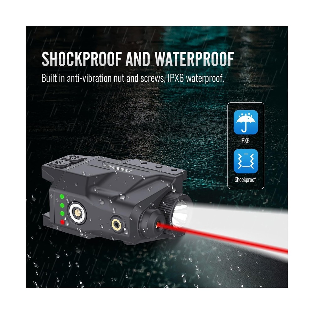 700 Lumens Red Laser Light Combo, Slidable Tactical Flashlight Comp... Fast Ship