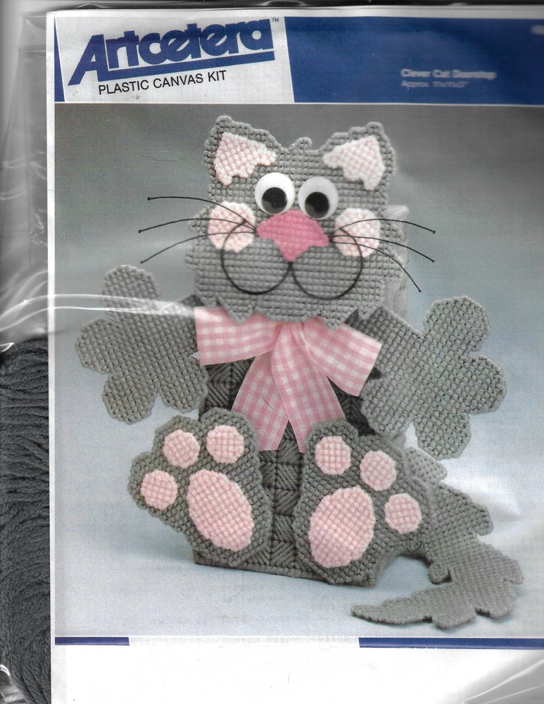 CLEVER CAT DOORSTOP  plastic canvas  PATTERN (#TF0206)