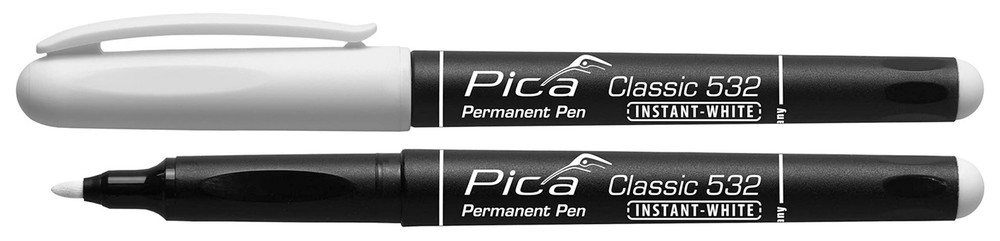 PICA 532/52 - White Permanent Marker, fine tip.