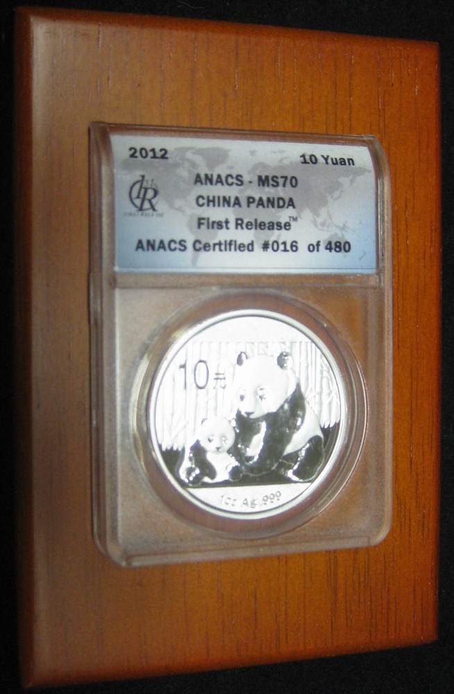 China 2012, ANACS MS70, FIRST Release, 10 Yuan, 1 OZ. SILVER PANDA