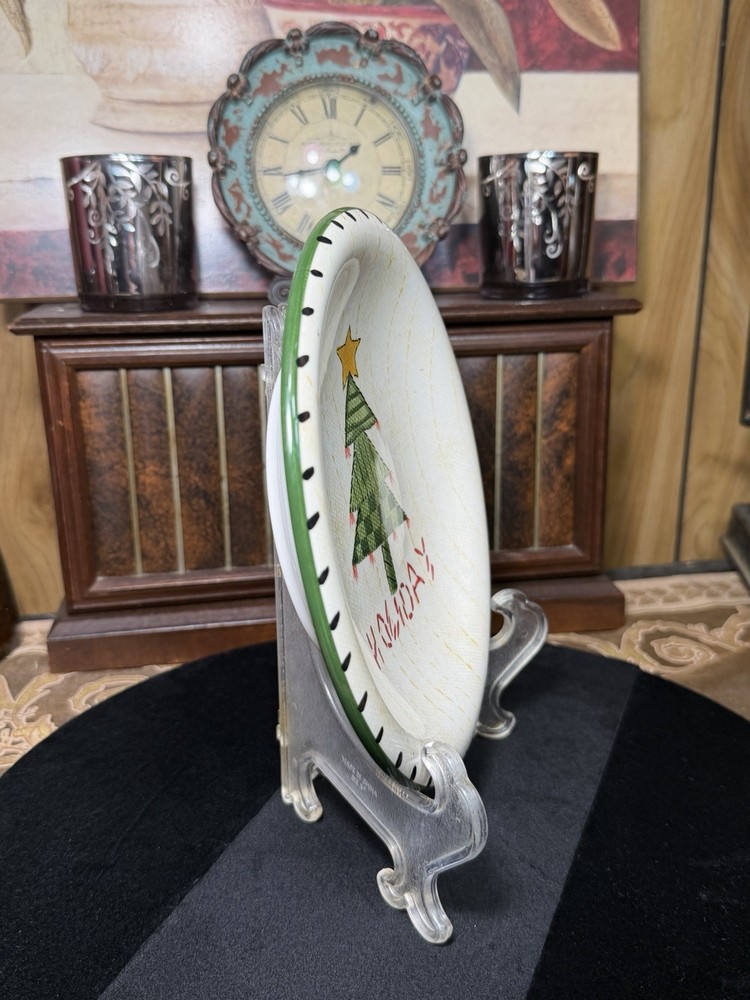 Atico Holiday Christmas Tree Plate 8” Round Decorative Serving Plate