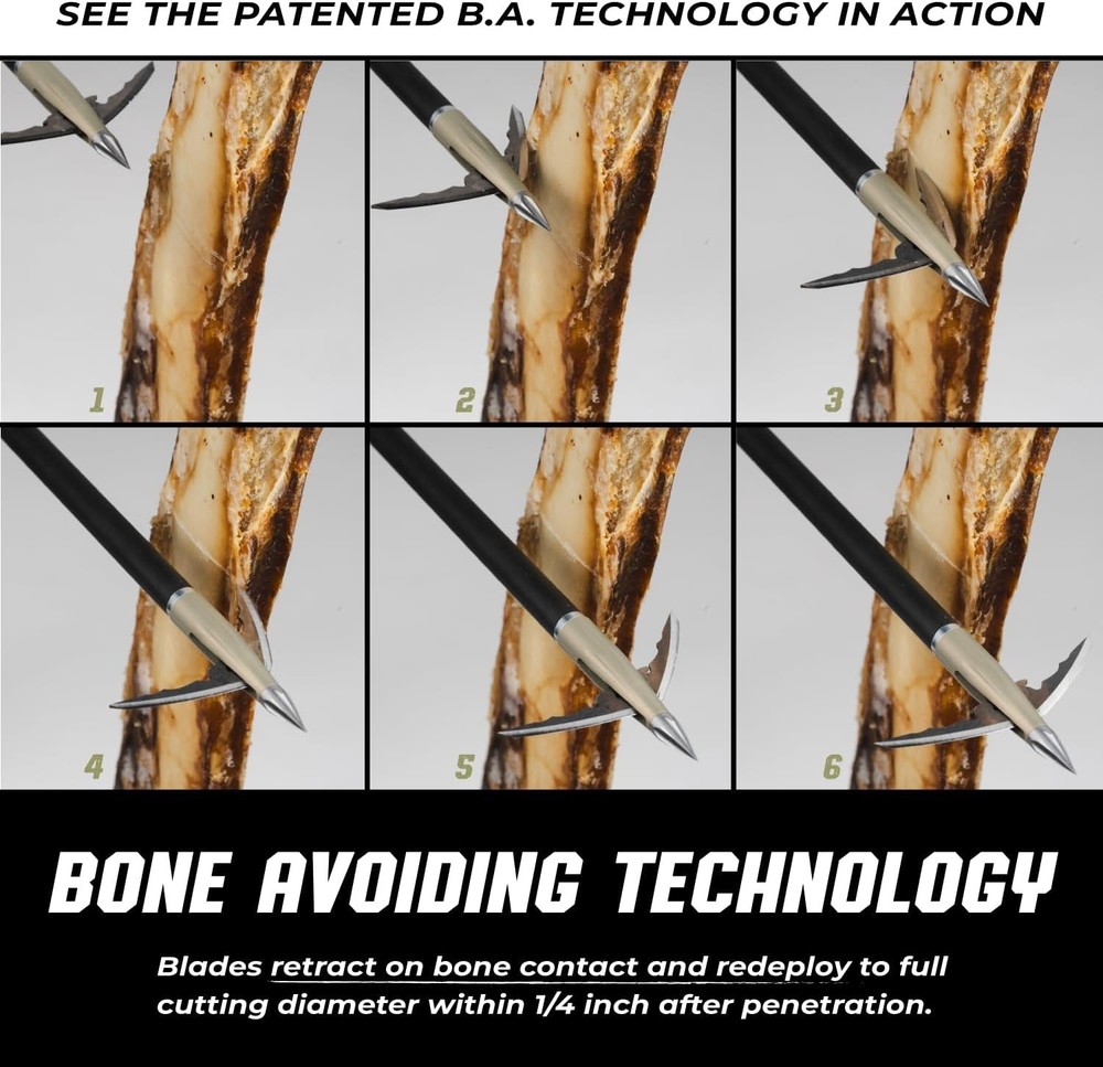 Fastest Deploying Broadhead with Bone Evasion Tech 125 Grain Black