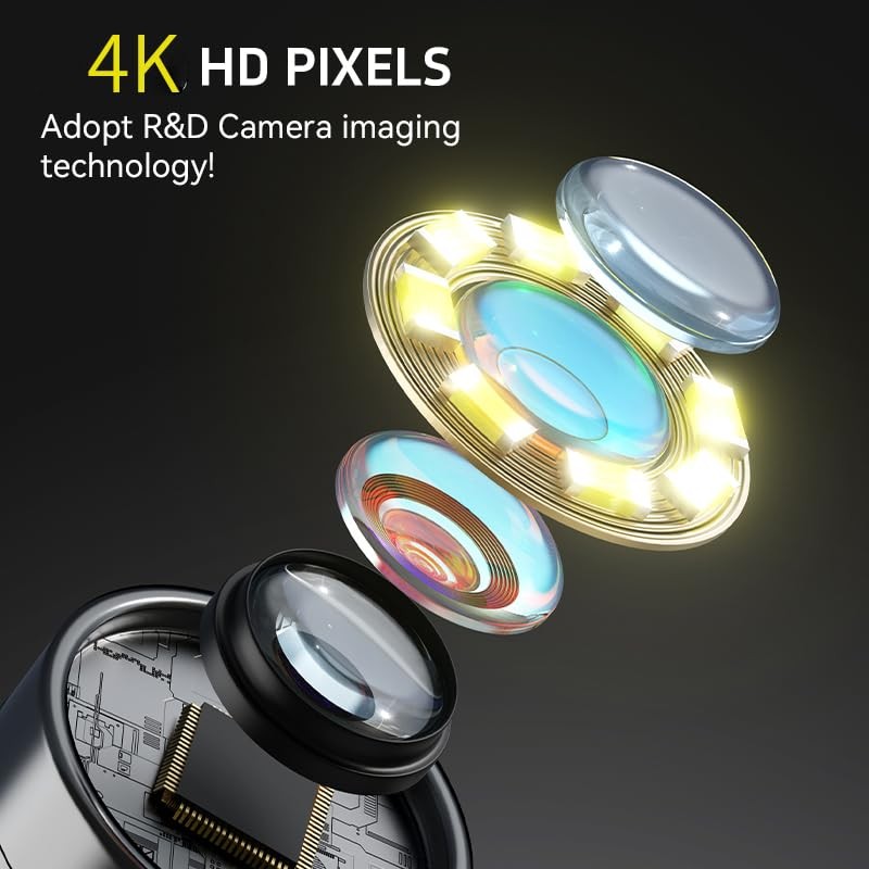 Dual-Lens Endoscope Camera with Light, Borescope 5" IPS Screen, black