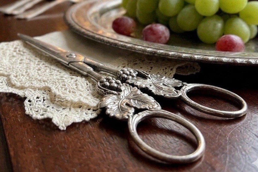 Vintage German 835 Silver Grape Shears Scissors Jakob Grimminger Grapevine