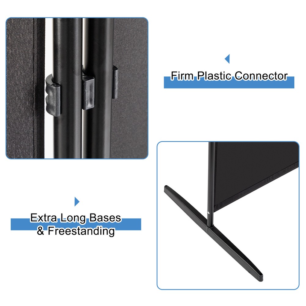 6FT 4-Fold 160g Polyester Fabric Plastic Foot Carbon Foldable Screen Black