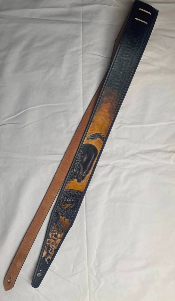ALIEN Theme - original handcrafted leather guitar strap