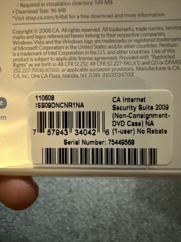 CA Internet Security Suite 2009 Computer Associates- Comprehensive Security/Data