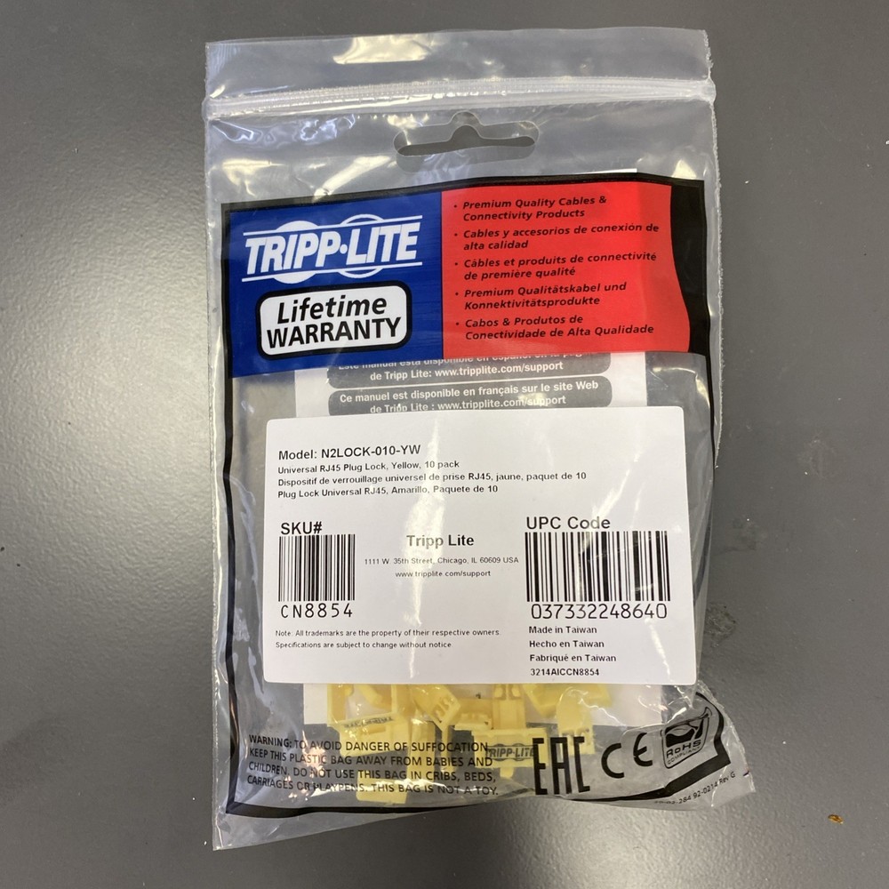 Tripp-Lite Rj45 Plug Lock Yellow 10 Pack