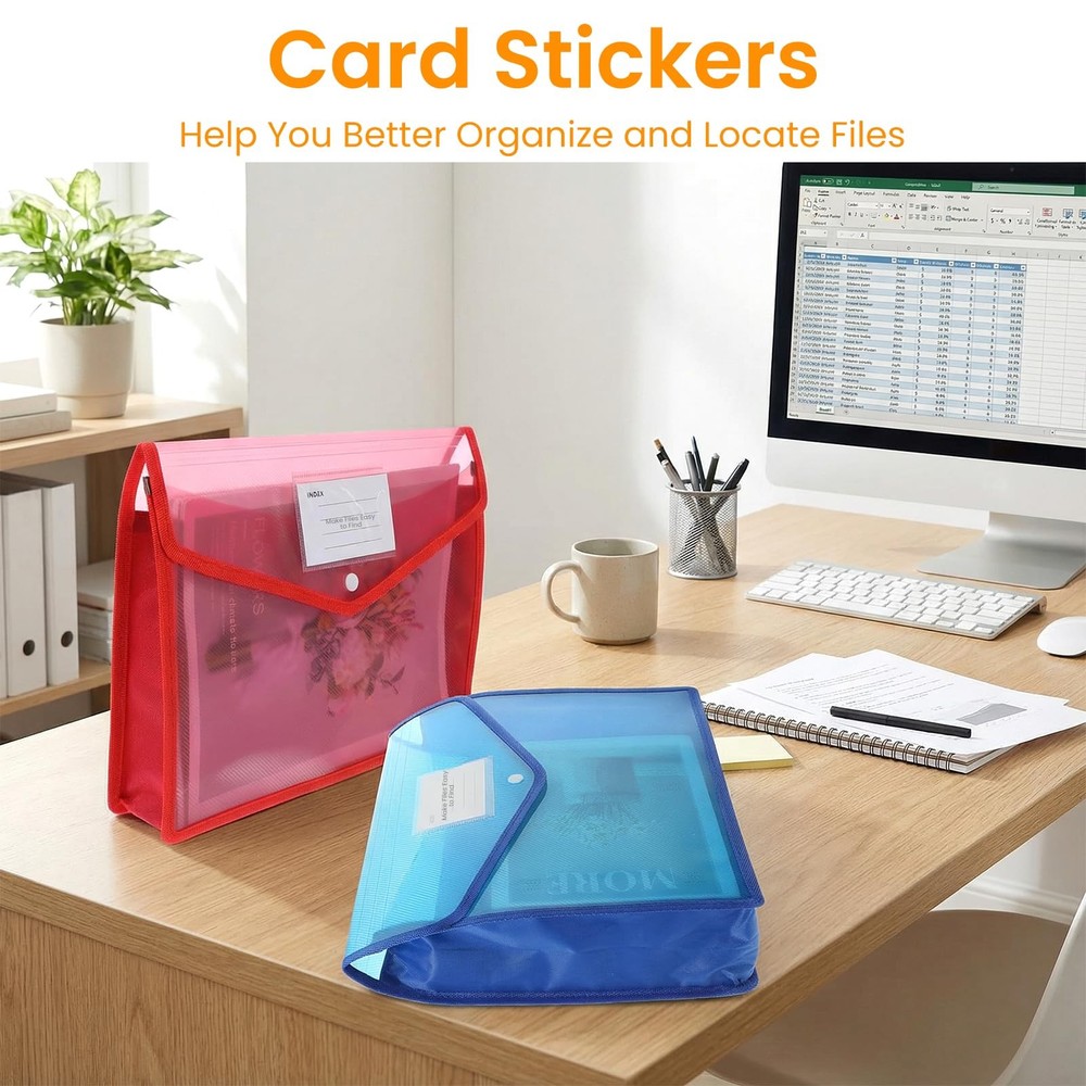 12 Pcs Plastic Expanding File Folder, Folders for Documents with Snap Closure...