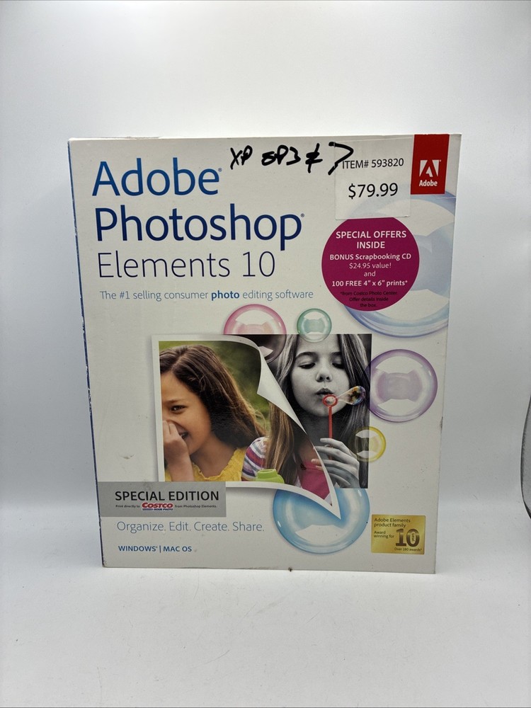 Adobe Photoshop Elements 10 for PC Mac New Sealed