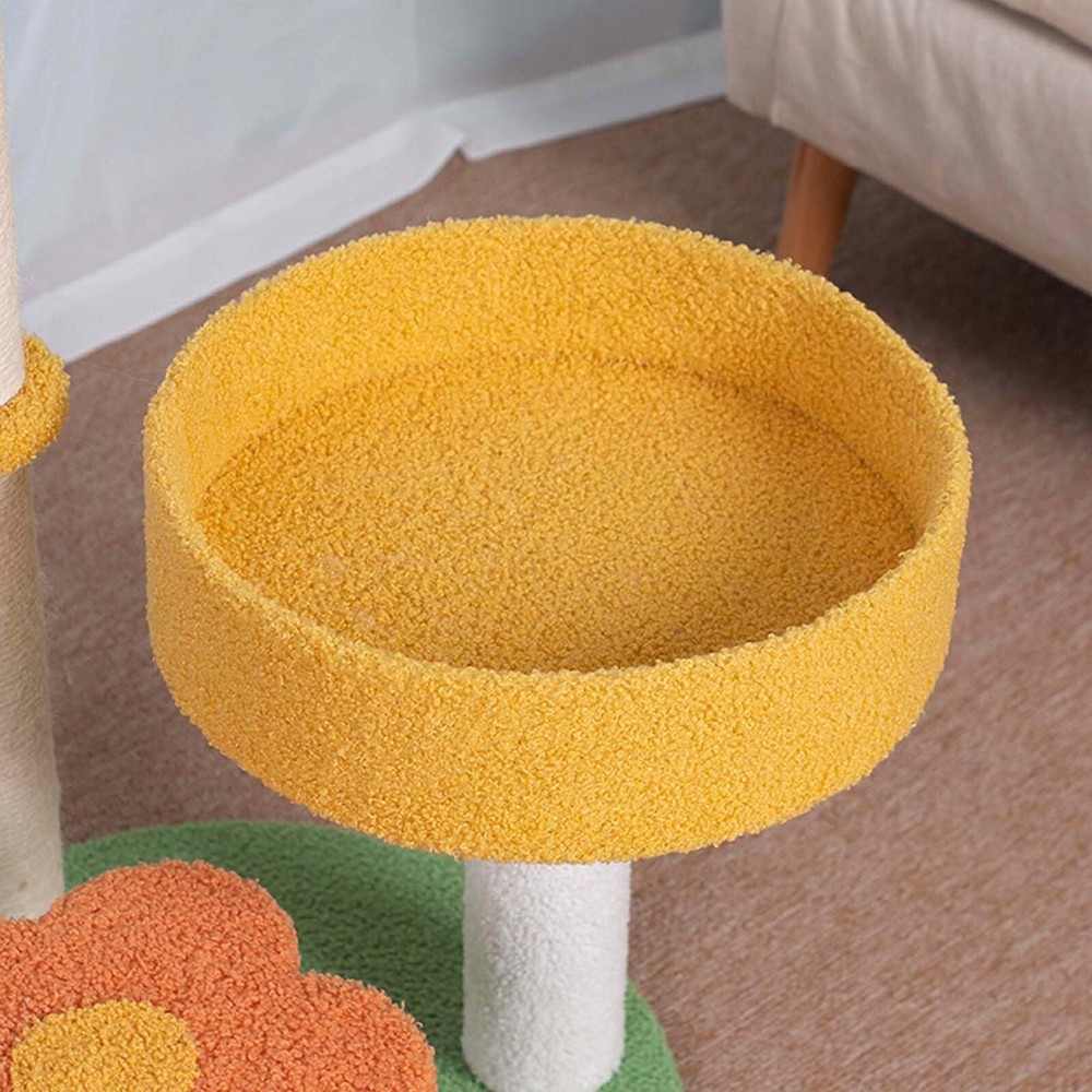 Cat Scratching Post, MODUSKYE Cat Tree Tower Yellow Pumpkin Orange Flower Cat...