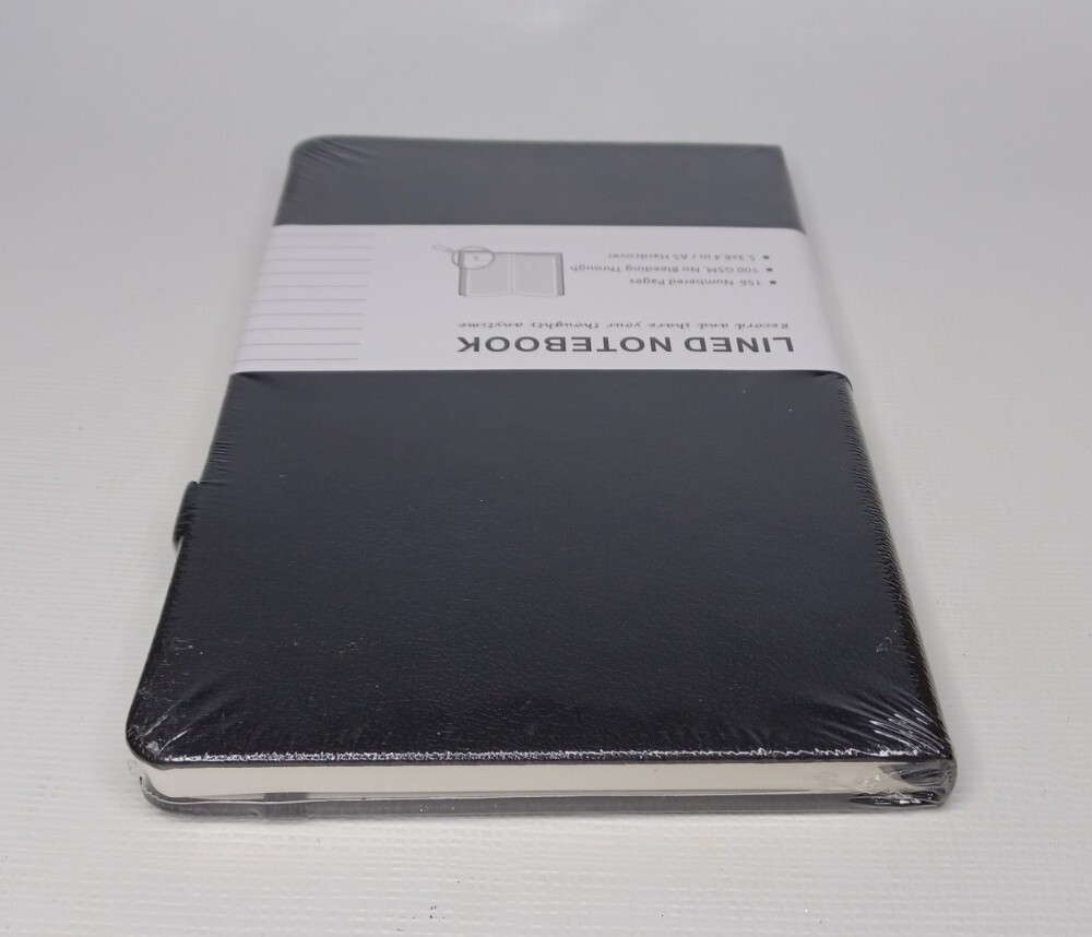 Black Faux Leather Lined Notebook Journal 156 Numbered Pages
