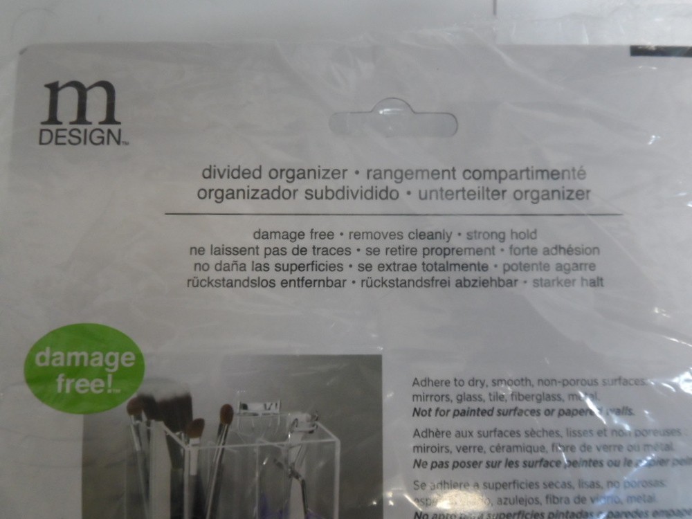 MDESIGN CLEAR DIVIDED COSMETIC ORGANIZER 3 COMPARTMENTS (5 "X 2.4" X 4") (-3A)