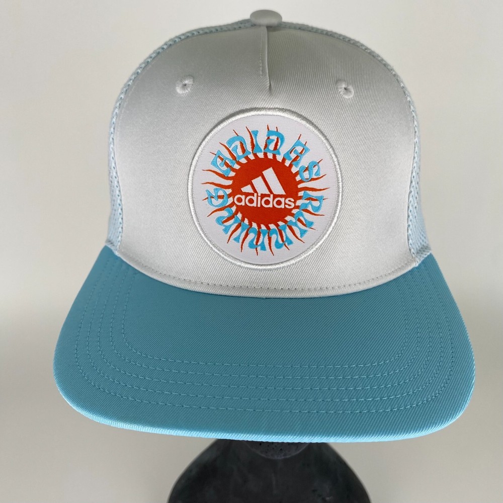 Adidas Trucker Snapback Hat Turquoise Blue White Mesh Running Cap