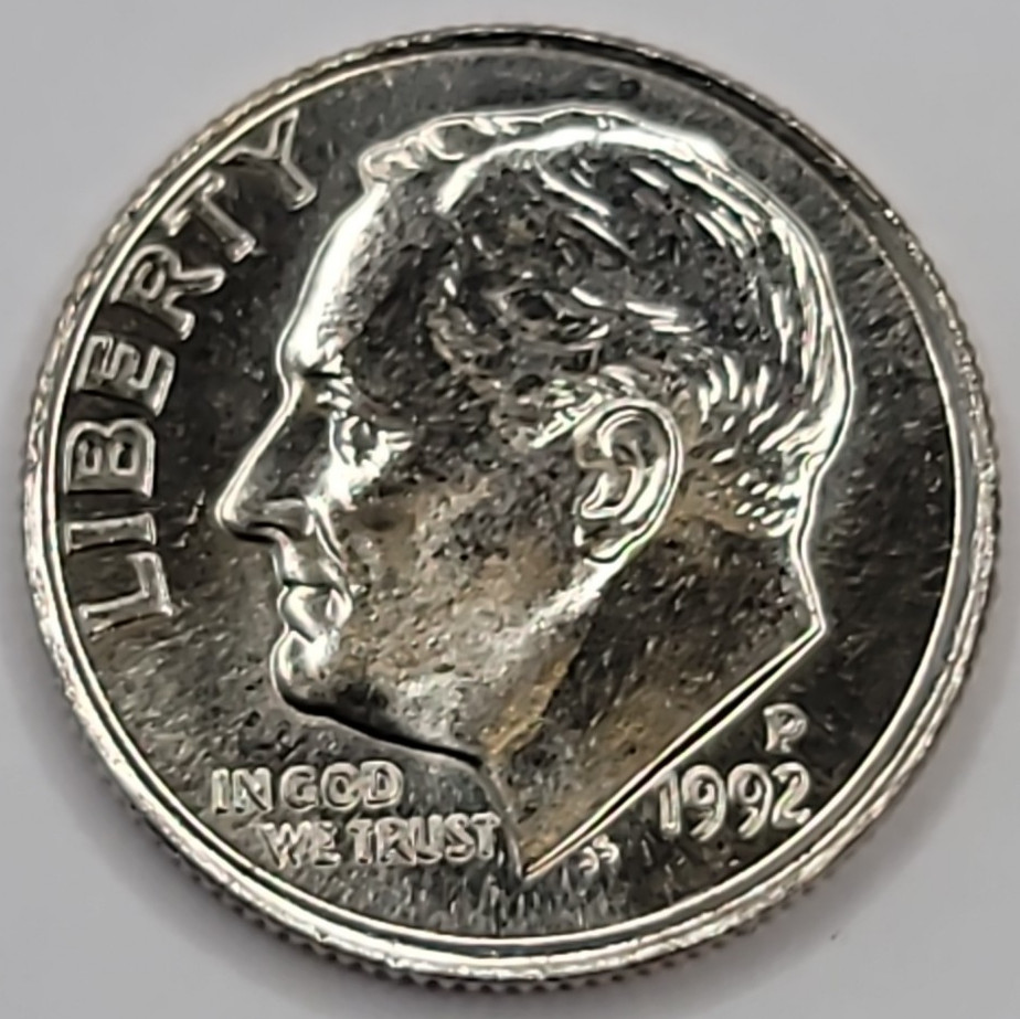 1992 P Uncirculated Roosevelt Dime - CN-Clad