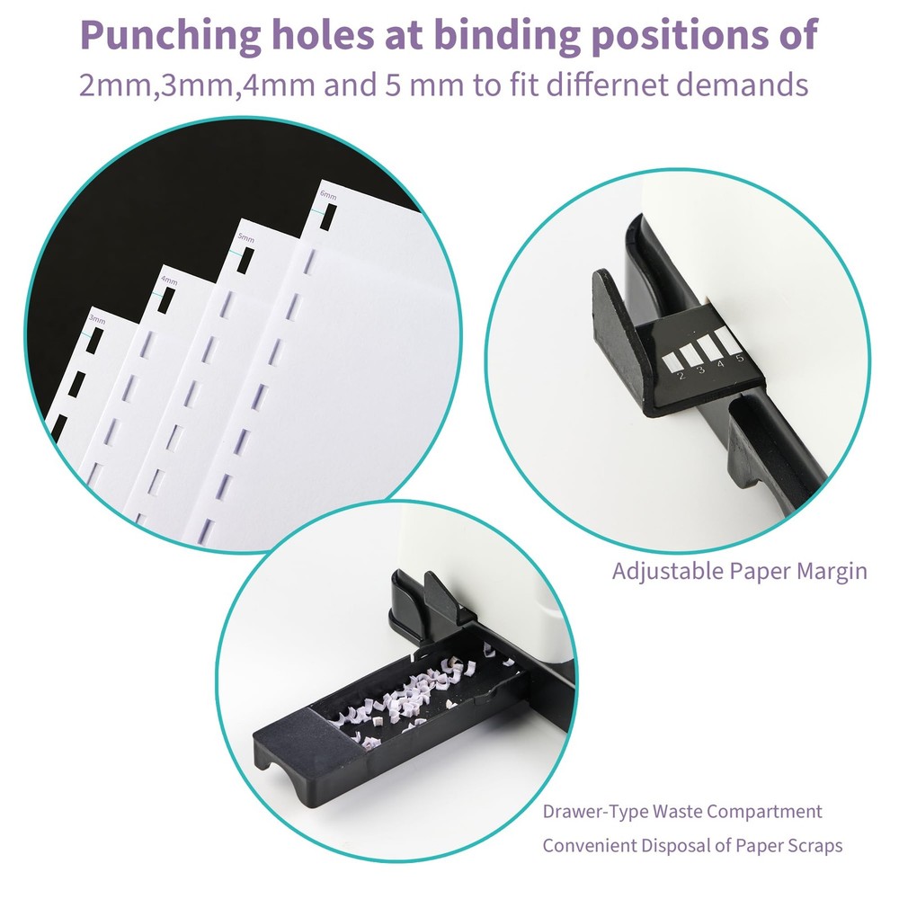 Binding Machine, 19-Hole, 450 Sheets, Comb Binder Machines with 100 PCS 1/2" ...