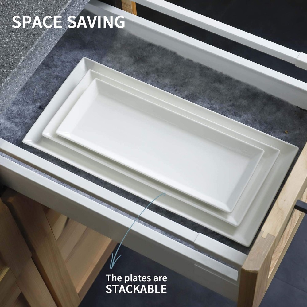 Porcelain Serving Platters 2 Pack White Rectangular High Grade Professional