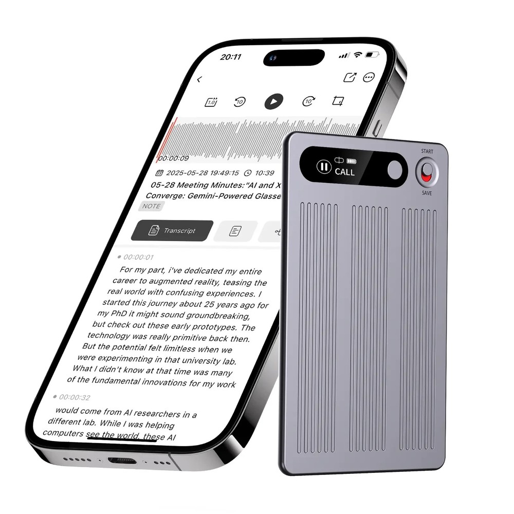AI Voice Recorder , 64GB Memory, App Control, 112 Languages Support