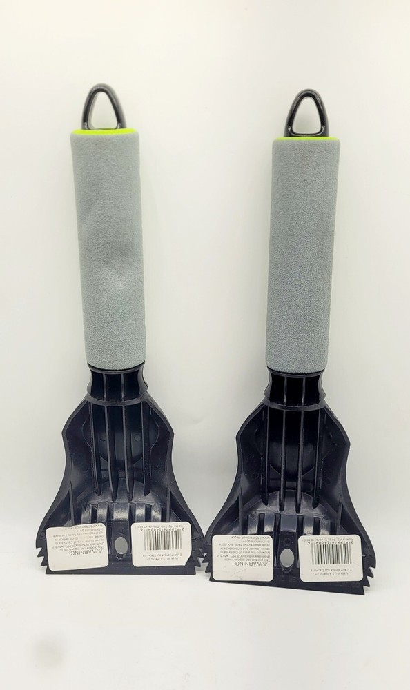 2 Pc Subzero Avalanche Window 11" Ice Scraper Comfort Grip Green