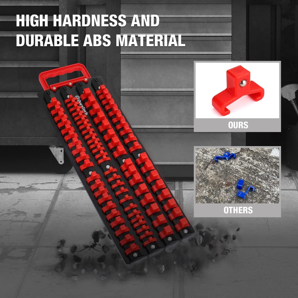 DURATECH 80PC Socket Organizer Holder 1/2" 1/4" 3/8" Drive Socket Organizer Tray