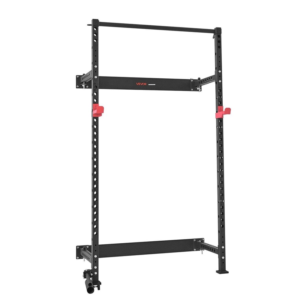 Folding Power Cage, Wall-Mounted Power Rack Squat Rack, Multifunctional Strength