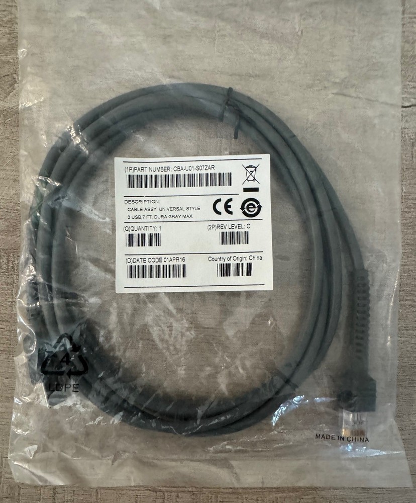 USB Cable For Barcode Scanner Zebra/Symbol |  CBA-U01-S07ZAR