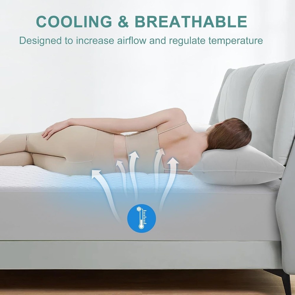 Breathable Cooling King Mattress Protector - Deep Pocket, Machine Washable