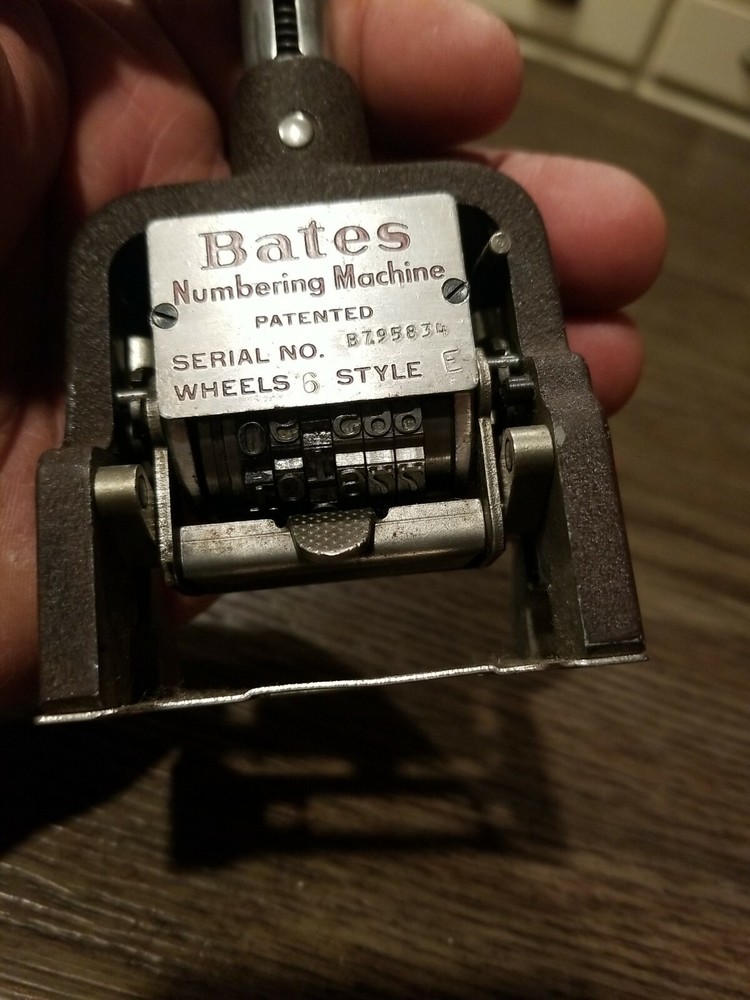 Bates Vintage Numbering Machine Stamper 6 Wheel Style E