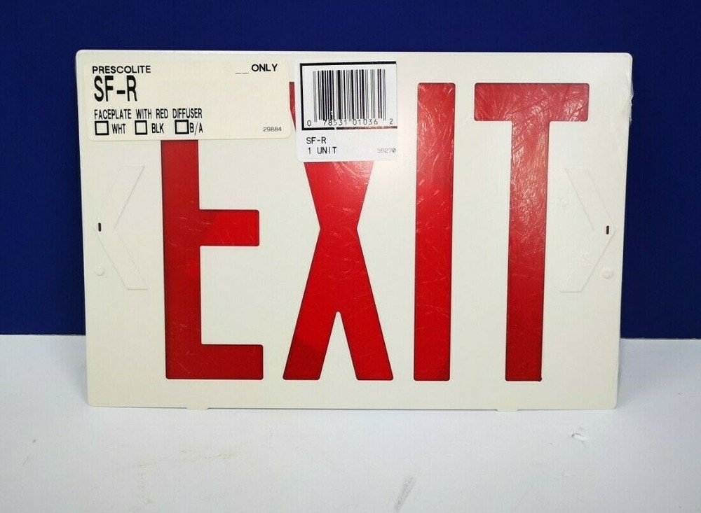 11" RED FACEPLATE ONLY Emergency Sign with Diffuser EXIT NEW PRESCOLITE SF-R